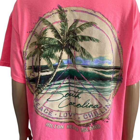 vintage 90s hilton head island shirt large south carolina pink tropical tourist - Picture 5 of 7